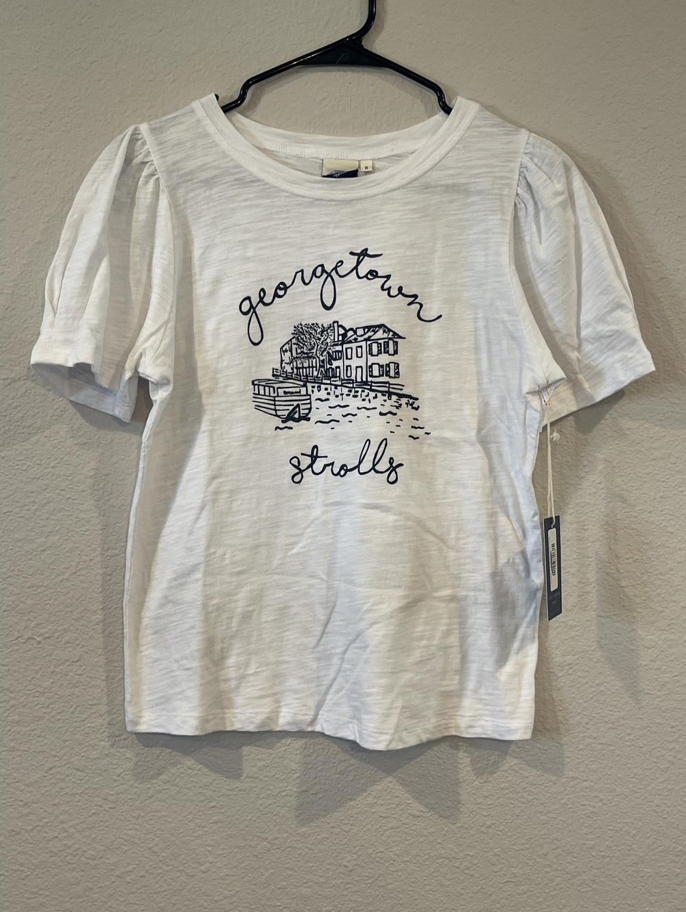 NWT Boat‎ House Apparel Womens Georgetown Strolls White Cotton Graphic T Shirt S